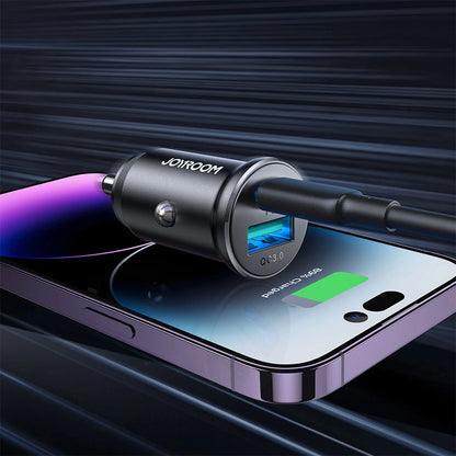 Auto punjač Joyroom JR-CCN05, 30W, 3A, 1 x USB-A - 1 x USB-C, Crni