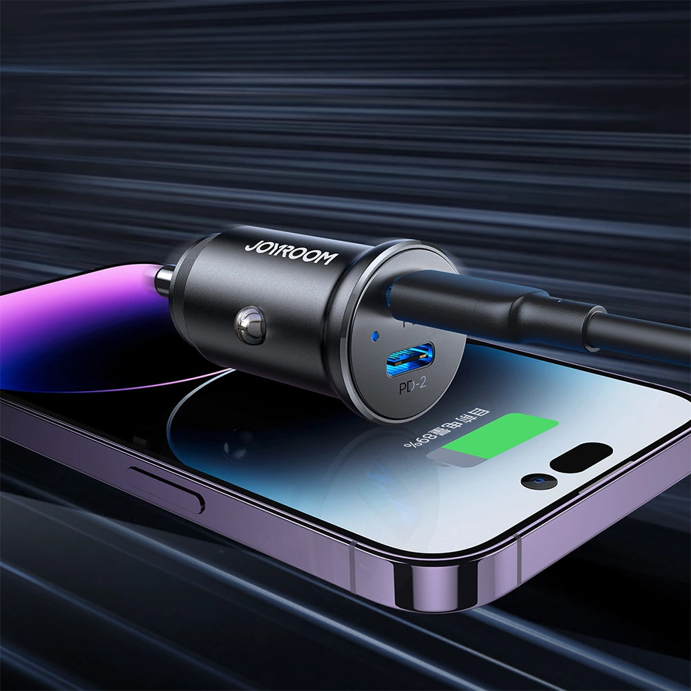 Incarcator Auto Joyroom JR-CCN06, 30W, 3A, 2 x USB-C, Negru