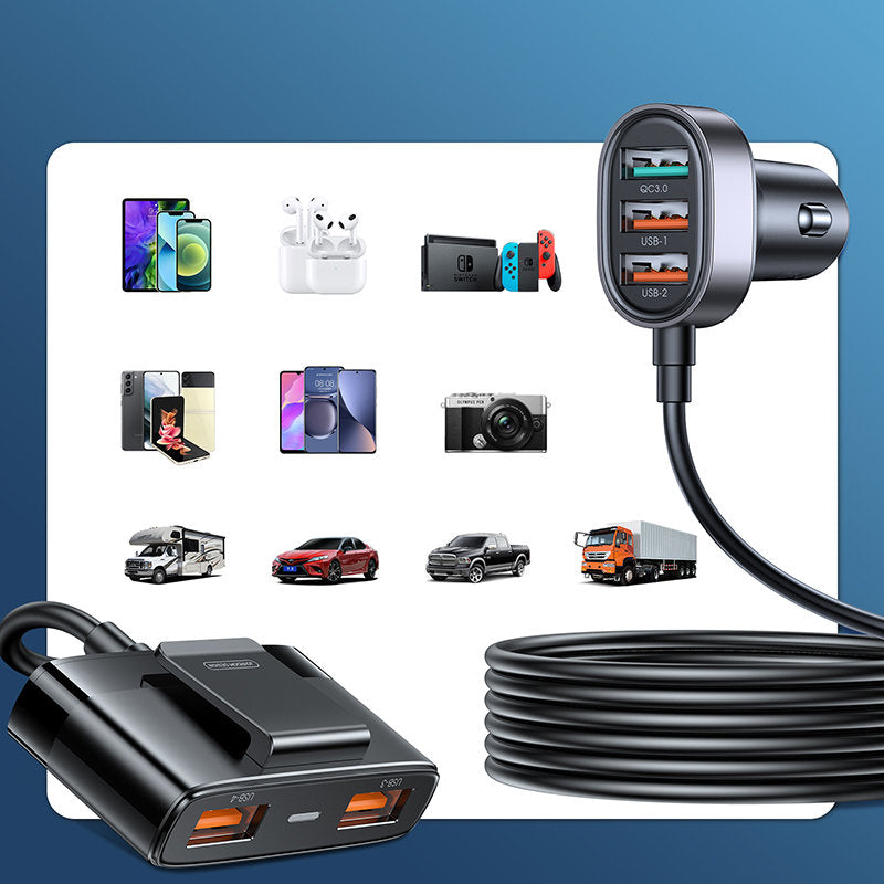 Auto punjač Joyroom JR-CL03 Pro, 45W, 3.1A, 5 x USB-A, Crni