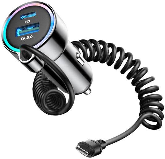 Auto punjač sa USB-C kablom Joyroom JR-CL07, 72W, 3A, 1 x USB-A - 1 x USB-C, Crni