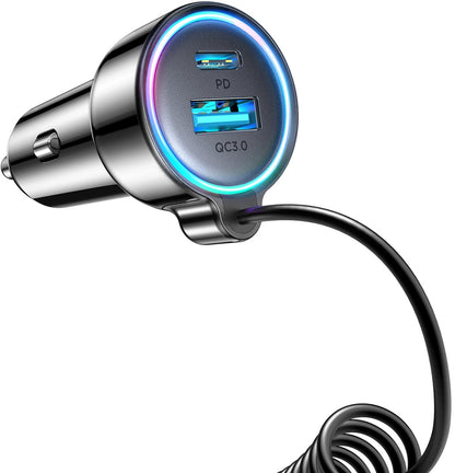 Auto punjač sa USB-C kablom Joyroom JR-CL07, 72W, 3A, 1 x USB-A - 1 x USB-C, Crni