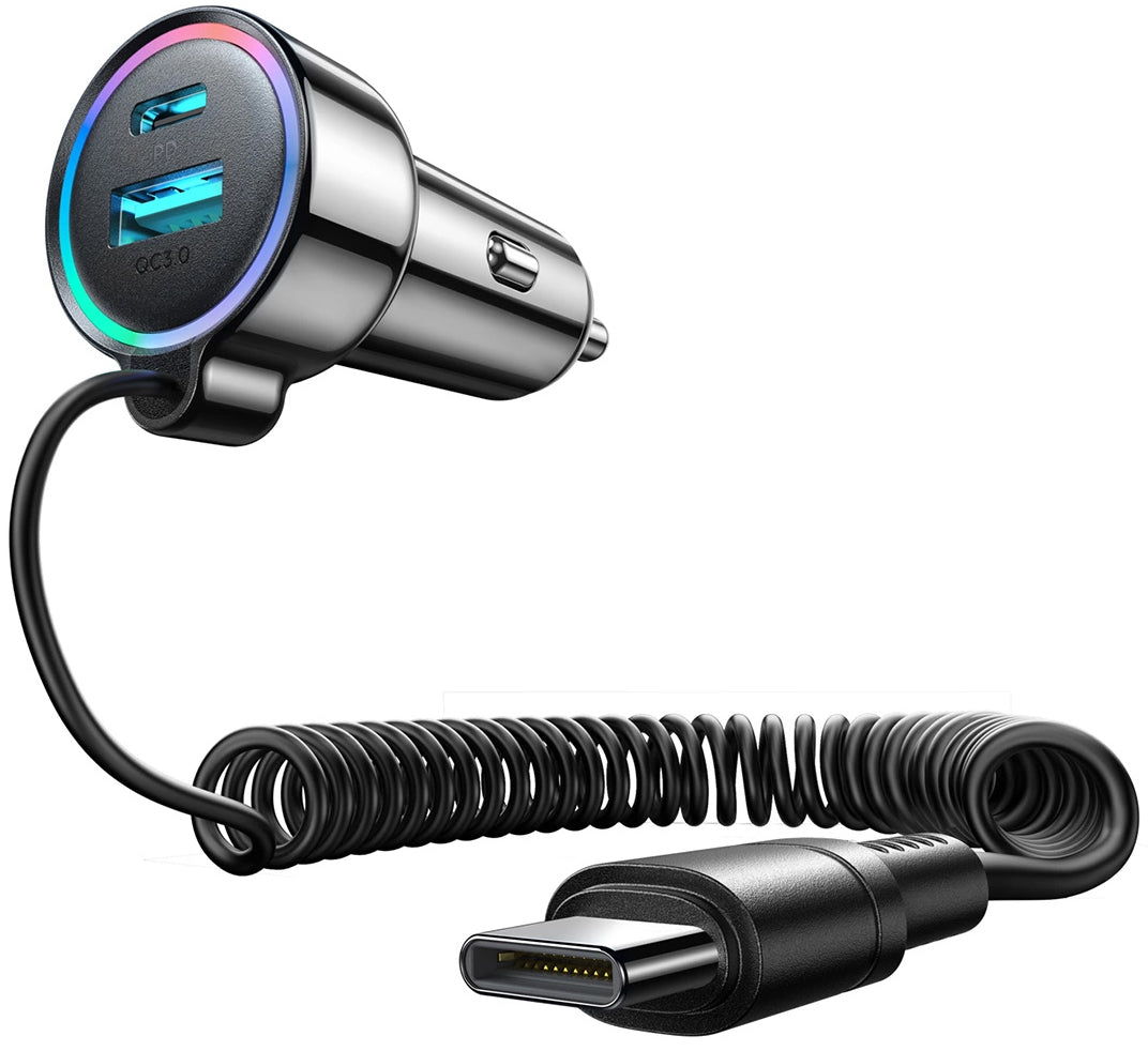 Auto punjač sa USB-C kablom Joyroom JR-CL07, 72W, 3A, 1 x USB-A - 1 x USB-C, Crni