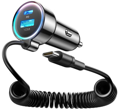 Auto punjač sa USB-C kablom Joyroom JR-CL07, 72W, 3A, 1 x USB-A - 1 x USB-C, Crni