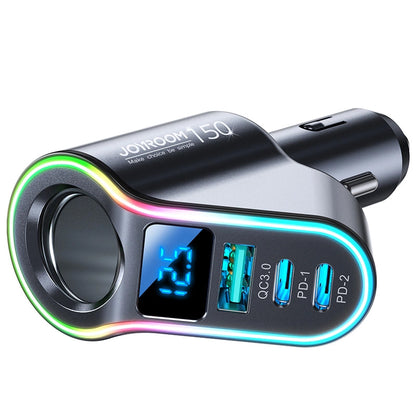 Auto punjač Joyroom JR-CL21, 150W, 3A, 1 x produžetak upaljača - 1 x USB-A - 2 x USB-C, Crna