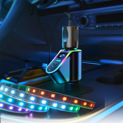 Auto punjač Joyroom JR-CL21, 150W, 3A, 1 x produžetak upaljača - 1 x USB-A - 2 x USB-C, Crna