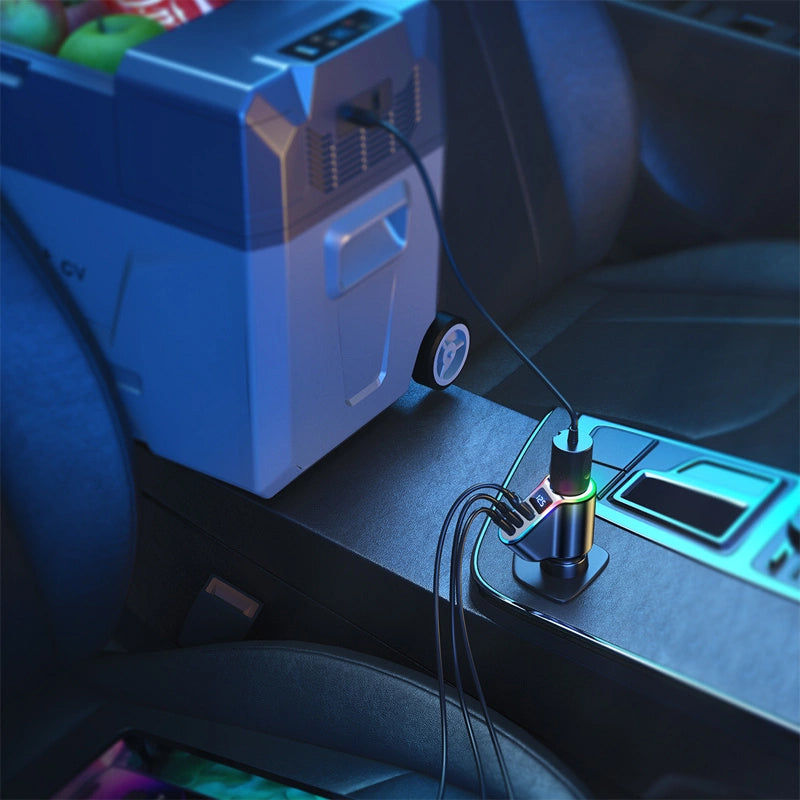 Auto punjač Joyroom JR-CL21, 150W, 3A, 1 x produžetak upaljača - 1 x USB-A - 2 x USB-C, Crna