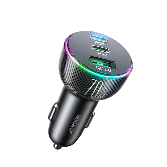 Auto punjač Joyroom JR-CL26, 70W, 4.8A, 1 x USB-A - 2 x USB-C, Crni
