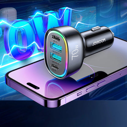 Auto punjač Joyroom JR-CL29, 70W, 3A, 2 x USB-A - 2 x USB-C, Crni