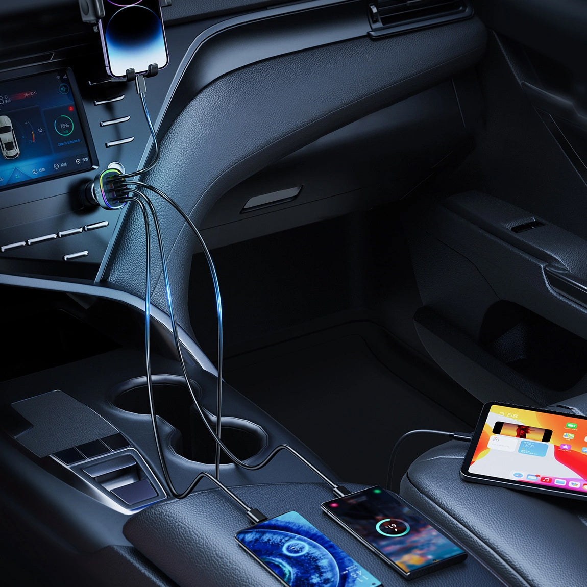 Auto punjač Joyroom JR-CL29, 70W, 3A, 2 x USB-A - 2 x USB-C, Crni