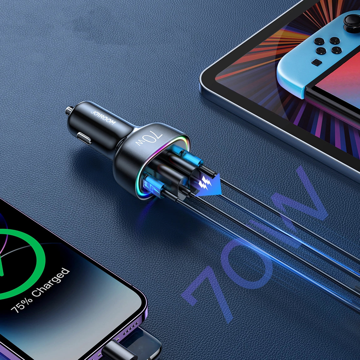 Auto punjač Joyroom JR-CL29, 70W, 3A, 2 x USB-A - 2 x USB-C, Crni