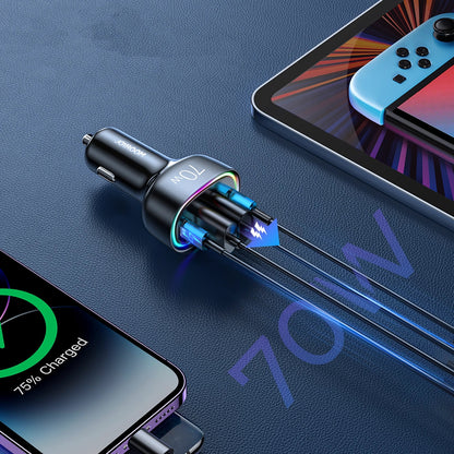 Auto punjač Joyroom JR-CL29, 70W, 3A, 2 x USB-A - 2 x USB-C, Crni