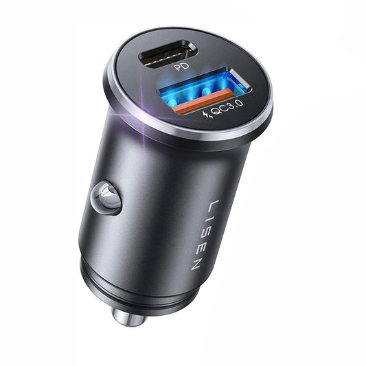 Auto punjač Lisen, 36W, 3A, 1 x USB-A - 1 x USB-C, Crni YL0223090002