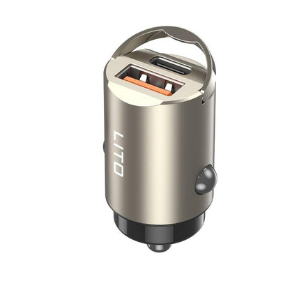 Auto punjač Lito IN-C03, 30W, 3A, 1 x USB-A - 1 x USB-C, Sivi