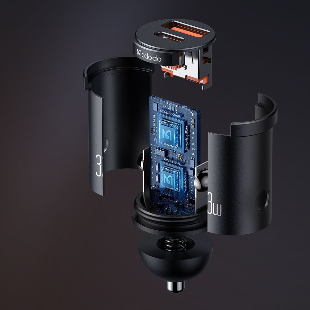 Auto punjač McDodo CC-2320 Cool, 33W, 3A, 1 x USB-A - 1 x USB-C, Crni