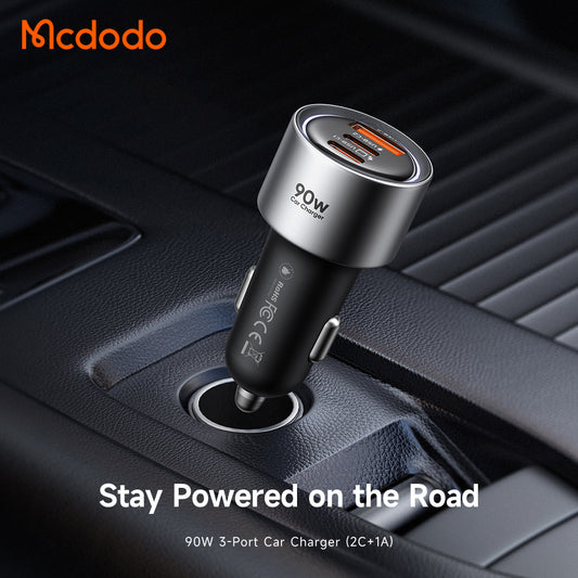 Auto punjač McDodo CC-3110 Gana, 90W, 3A, 1 x USB-A - 2 x USB-C, Crna