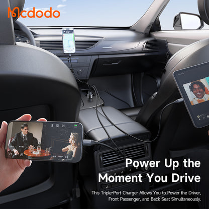 Auto punjač McDodo CC-3110 Gana, 90W, 3A, 1 x USB-A - 2 x USB-C, Crna