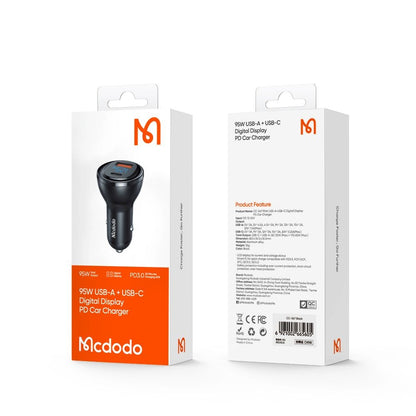 Auto punjač McDodo CC-5670 Display, 95W, 5A, 1 x USB-A - 1 x USB-C, Crni