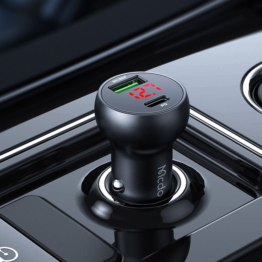 Auto punjač McDodo CC-7030 Display, 45W, 5A, 1 x USB-A - 1 x USB-C, Crni