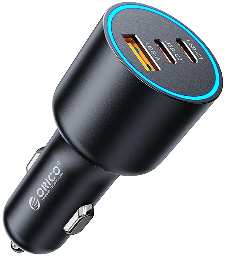 Auto punjač Orico HyperDrive, 165W, 5A, 1 x USB-A - 2 x USB-C, Crni