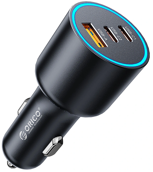 Auto punjač Orico HyperDrive, 165W, 5A, 1 x USB-A - 2 x USB-C, Crni