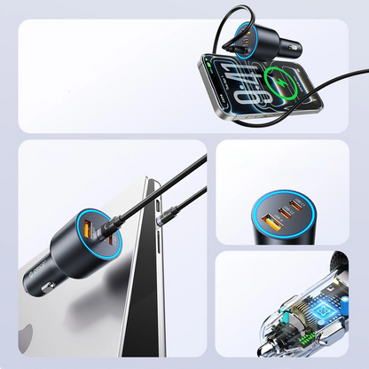 Auto punjač Orico HyperDrive, 165W, 5A, 1 x USB-A - 2 x USB-C, Crni