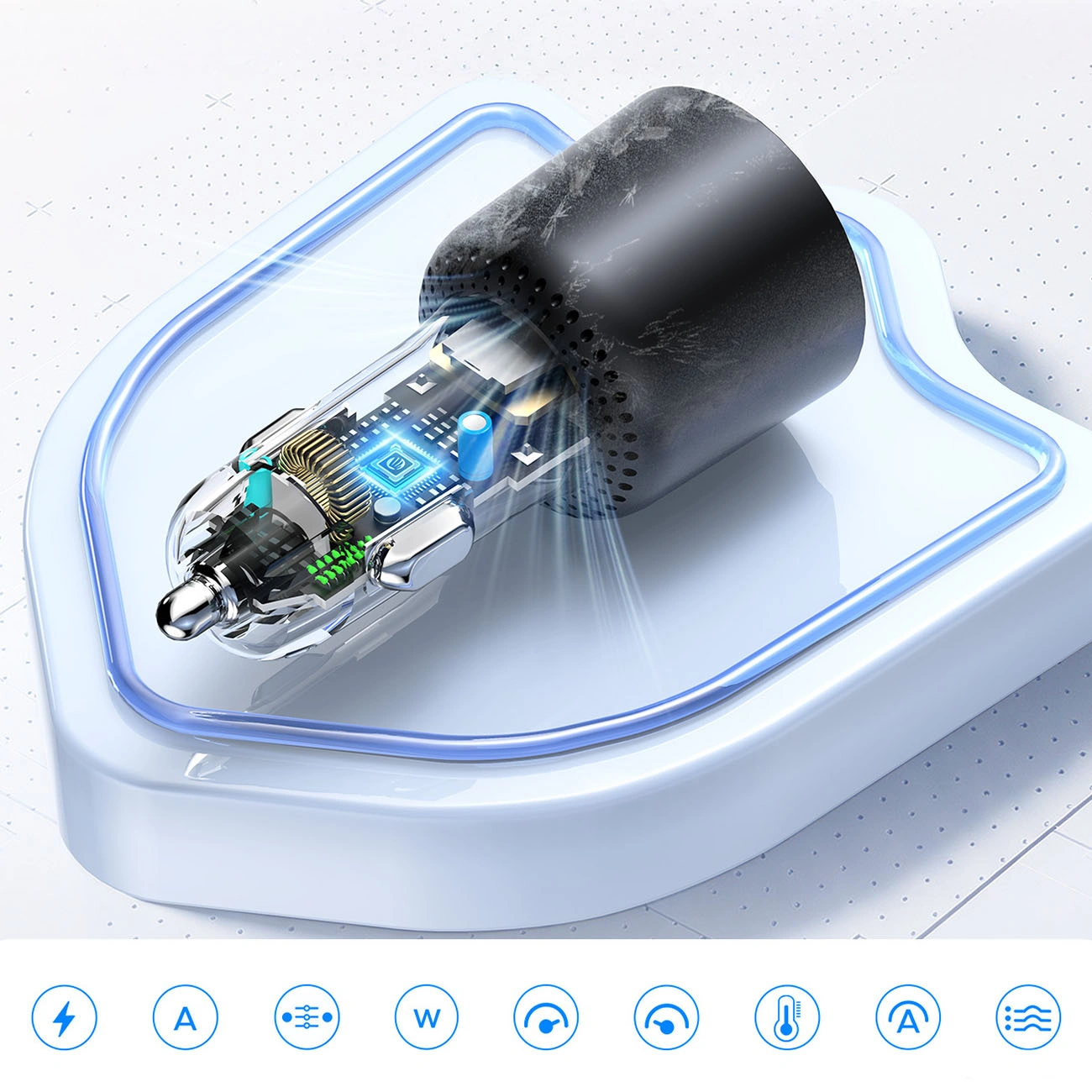 Auto punjač Orico HyperDrive, 165W, 5A, 1 x USB-A - 2 x USB-C, Crni