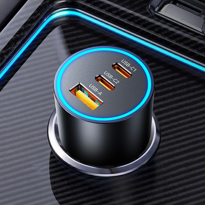 Auto punjač Orico HyperDrive, 165W, 5A, 1 x USB-A - 2 x USB-C, Crni