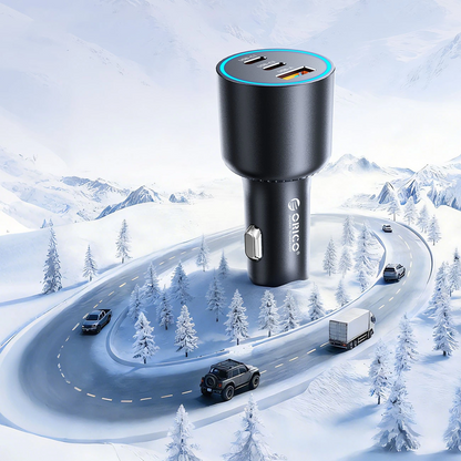 Auto punjač Orico HyperDrive, 165W, 5A, 1 x USB-A - 2 x USB-C, Crni