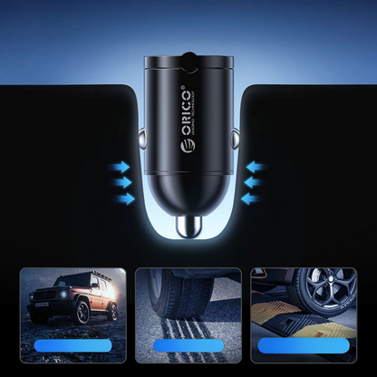 Auto punjač Orico MiniRing, 30W, 3A, 2 x USB-C, Crna