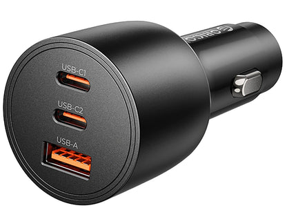 Auto punjač Orico PowerLink, 165W, 5A, 1 x USB-A - 2 x USB-C, Crna