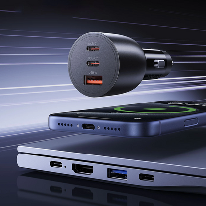 Auto punjač Orico PowerLink, 165W, 5A, 1 x USB-A - 2 x USB-C, Crna