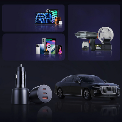 Auto punjač Orico PowerLink, 165W, 5A, 1 x USB-A - 2 x USB-C, Crna