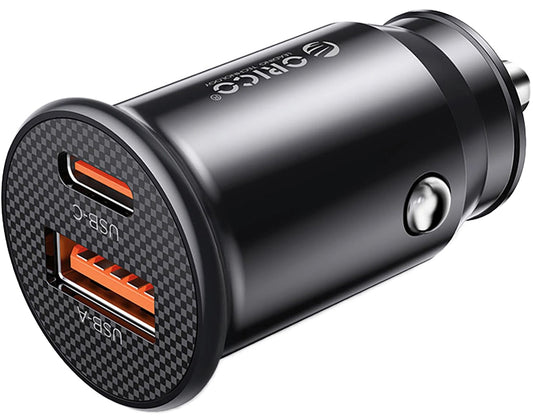 Auto punjač Orico PowerMini, 30W, 3A, 1 x USB-A - 1 x USB-C, Crna