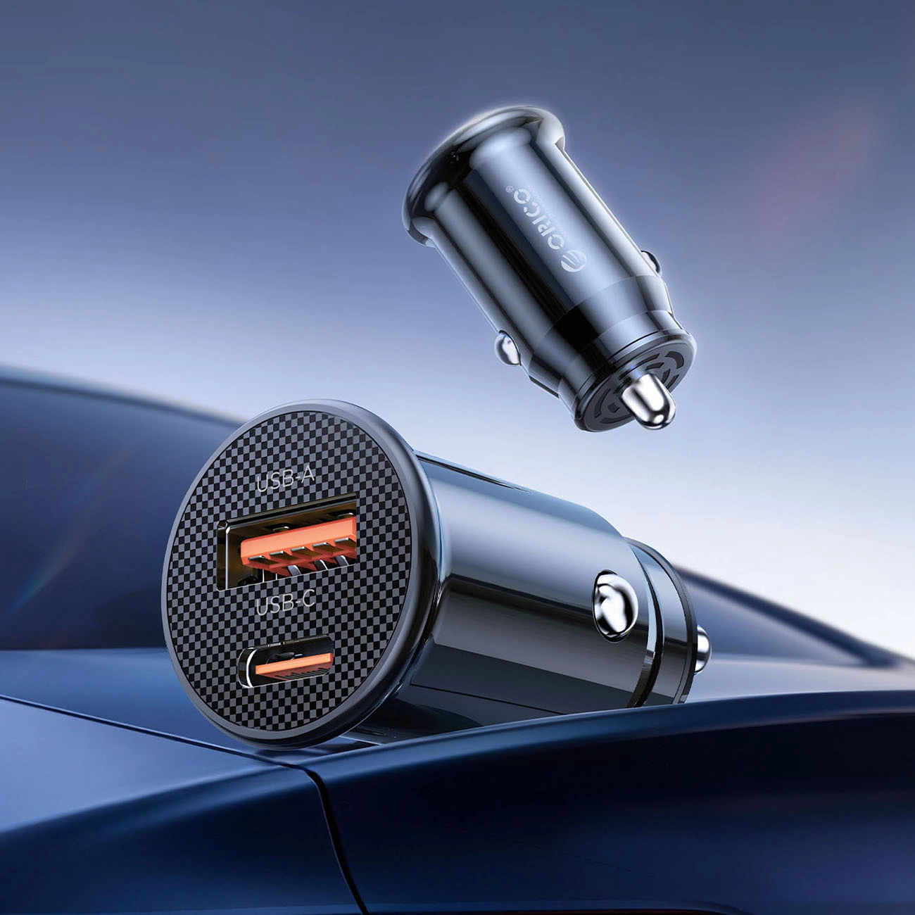 Auto punjač Orico PowerMini, 30W, 3A, 1 x USB-A - 1 x USB-C, Crna