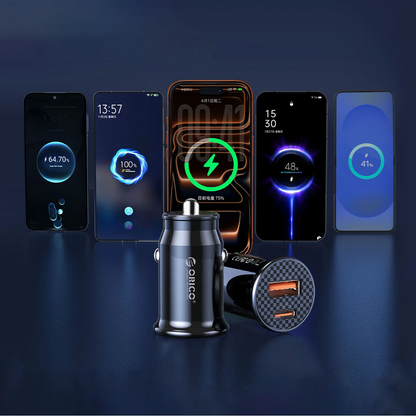 Auto punjač Orico PowerMini, 30W, 3A, 1 x USB-A - 1 x USB-C, Crna