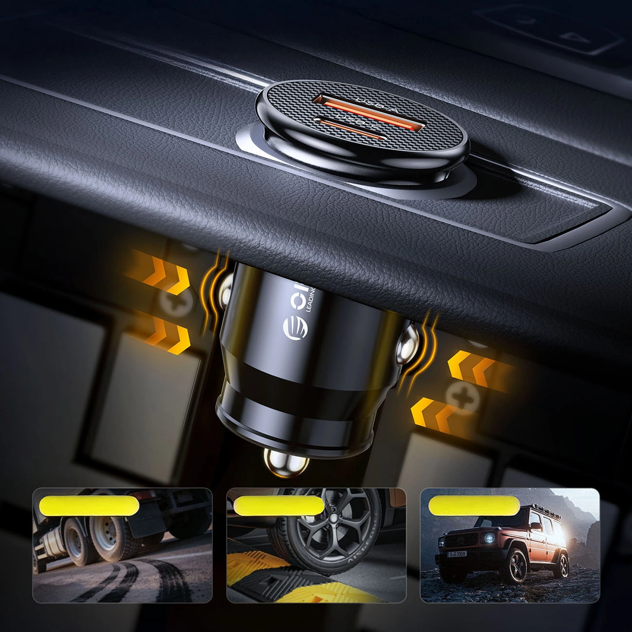 Auto punjač Orico PowerMini, 30W, 3A, 1 x USB-A - 1 x USB-C, Crna