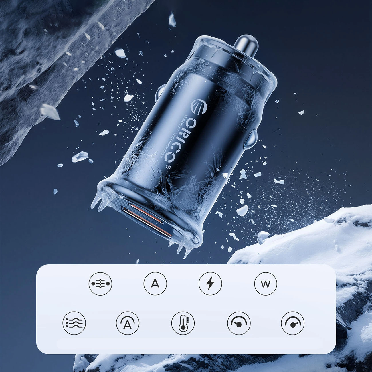 Auto punjač Orico PowerMini, 30W, 3A, 1 x USB-A - 1 x USB-C, Crna