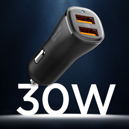 Auto punjač Spigen EV302 Essential, 30W, 3A, 2 x USB-A, Crni