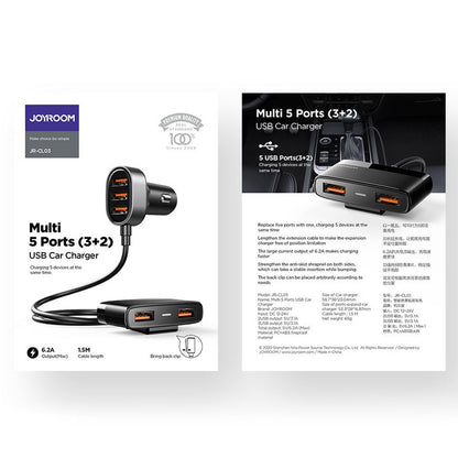 Auto punjač Joyroom JR-CL03, 21W, 2.1A, 5 x USB-A, Crni
