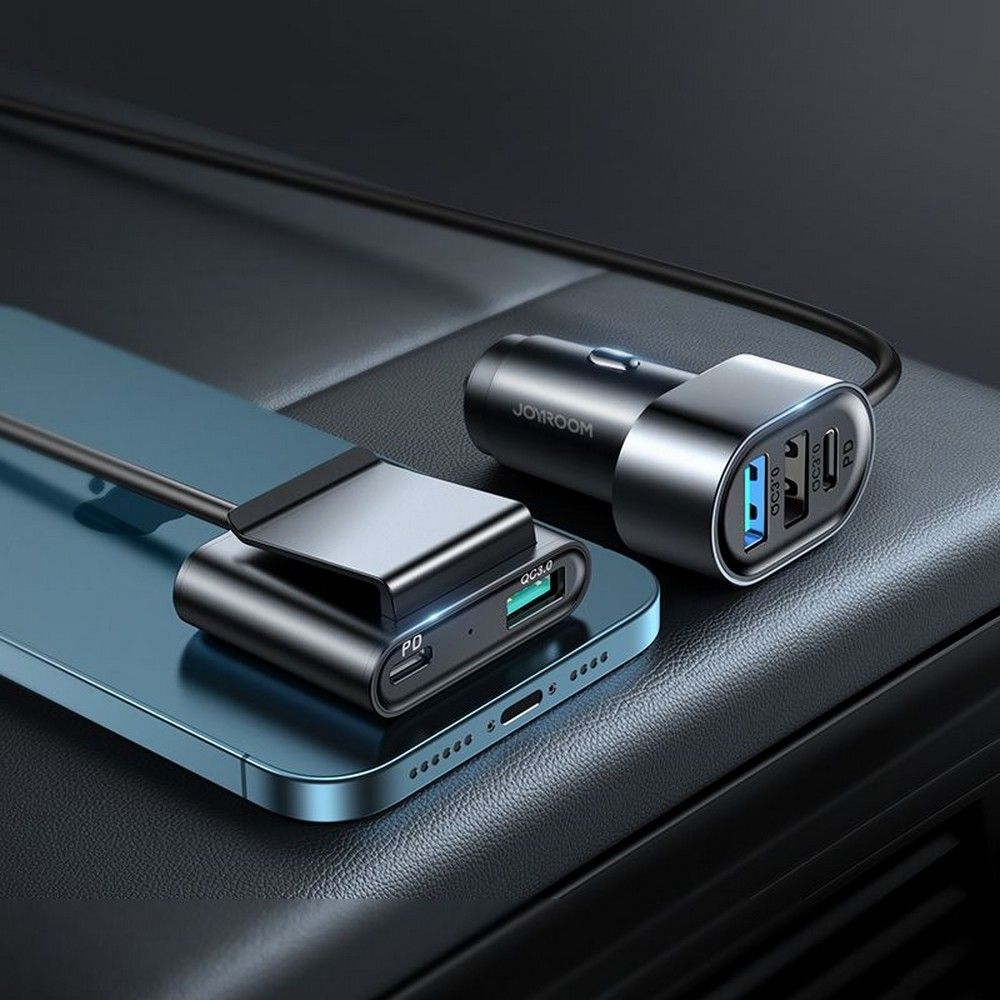 Auto punjač Joyroom JR-CL05, 72W, 3A, 2 x USB-C - 3 x USB-A, Crni