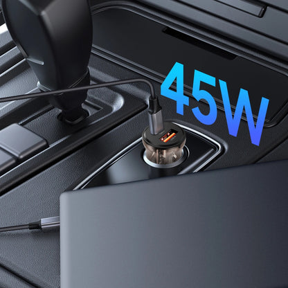 Auto punjač Tech-Protect CC01, 45W, 5A, 1 x USB-A - 1 x USB-C, Crni