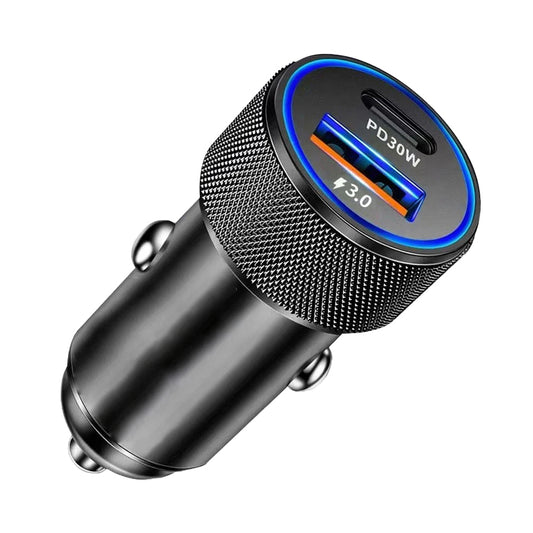 Auto punjač Techsuit C2 VoltDuo, 30W, 3A, 1 x USB-A - 1 x USB-C, Crni