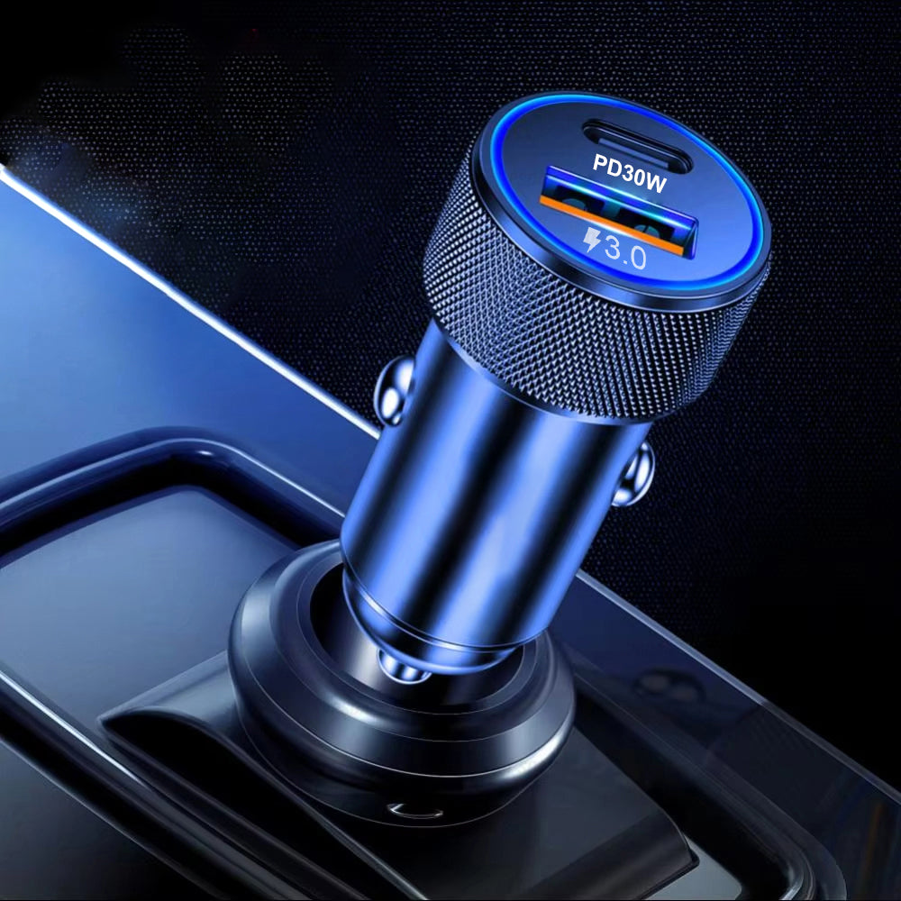 Auto punjač Techsuit C2 VoltDuo, 30W, 3A, 1 x USB-A - 1 x USB-C, Crni