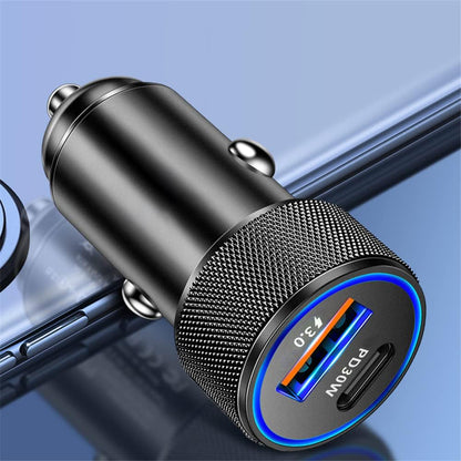 Auto punjač Techsuit C2 VoltDuo, 30W, 3A, 1 x USB-A - 1 x USB-C, Crni