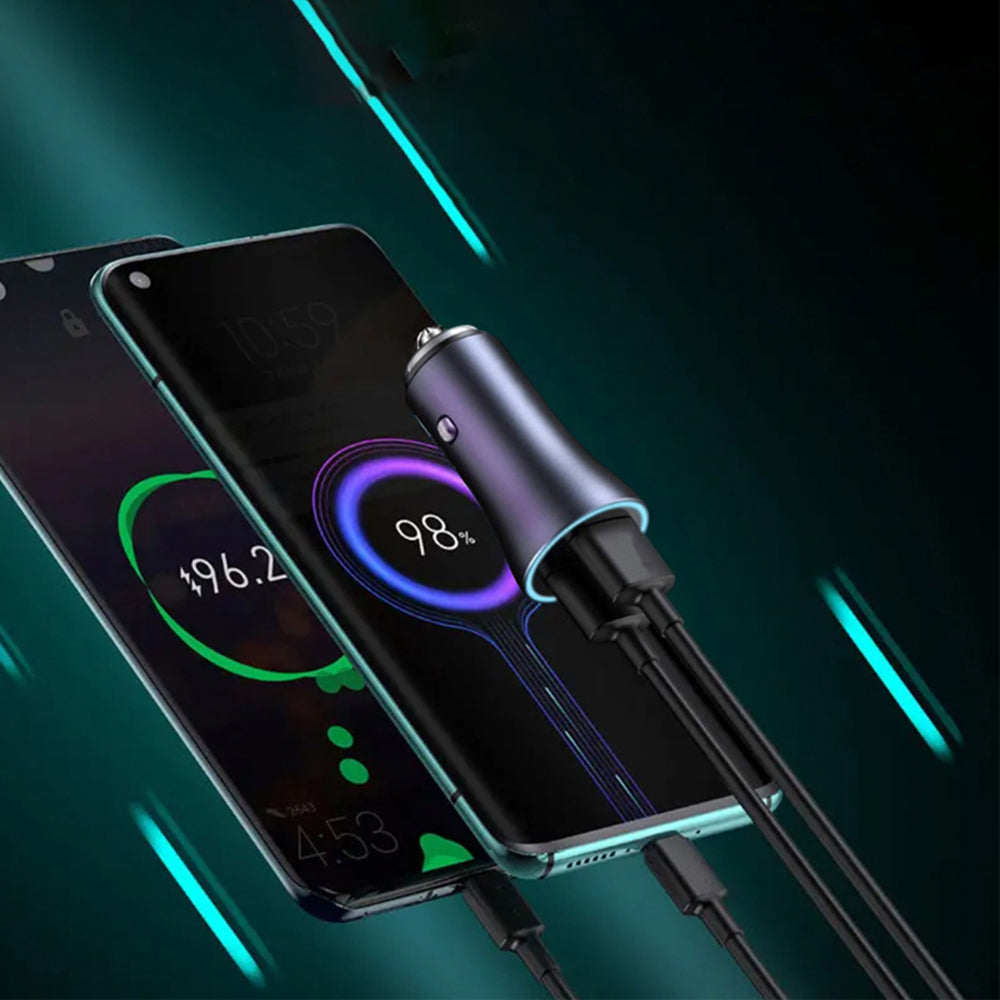 Auto punjač Techsuit C3 RescueVolt, 48W, 3A, 1 x USB-A - 1 x USB-C, Sivi