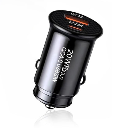 Incarcator Auto Techsuit C4 MiniFuseX, 20W, 3A, 1 x USB-A - 1 x USB-C, Crni