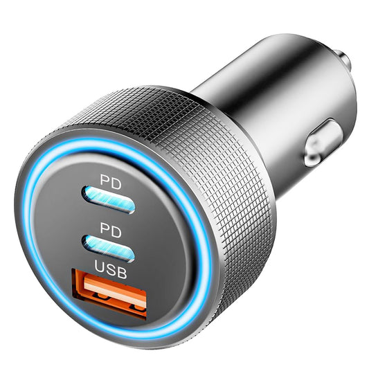 Auto punjač Techsuit C6 DriveBoost, 60W, 3A, 1 x USB-A - 2 x USB-C, Srebrni
