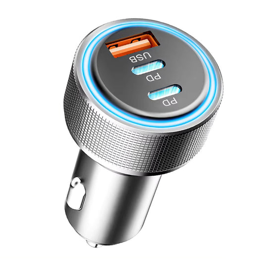 Auto punjač Techsuit C6 DriveBoost, 60W, 3A, 1 x USB-A - 2 x USB-C, Srebrni