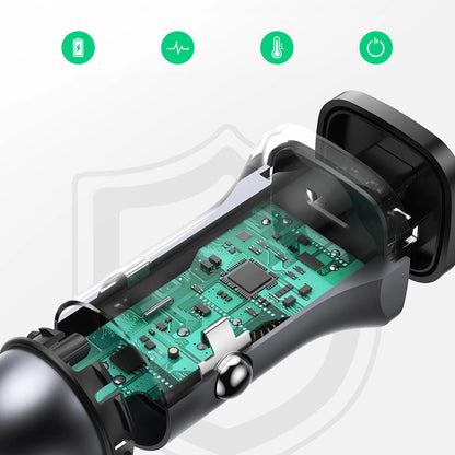 Car Charger UGREEN CD130, 30W, 3A, 1 x USB-A - 1 x USB-C, Grey 