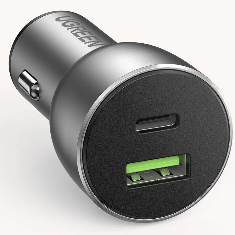 Auto punjač UGREEN CD213, 36W, 3A, 1 x USB-A - 1 x USB-C, Sivi